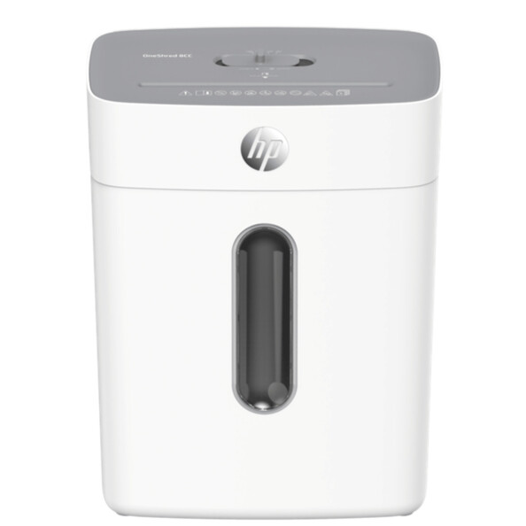 Destructeur de documents rectangulaire gris et blanc