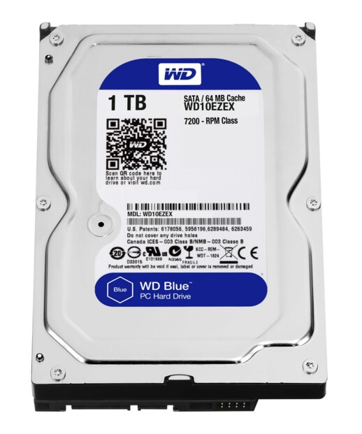 Vue arrière du boîtier du HDD Blue WD 1 To