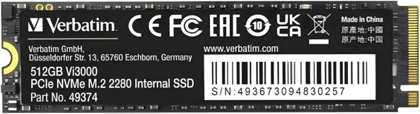 Disque dur interne SSD Vi3000 512 Go de la marque Verbatim