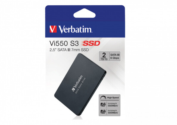 Disque dur interne SSD Vi550 S3 2,5" SATA III 7 mm Verbatim 2 To dans son emballage cartonné