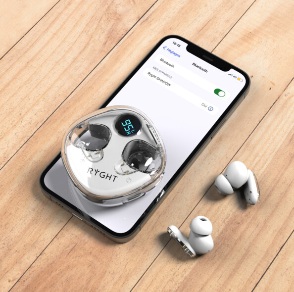 Écouteurs sans fil transparents GHOST avec bluetooth 6.0 et autonomie 15 h