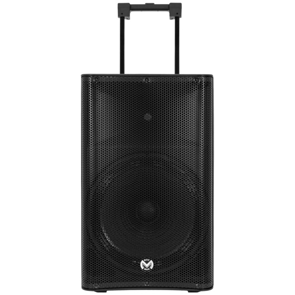 Face avant de l'enceinte portative bluetooth autonome Mac Mac Mobile Pro 12 avec poignée trolley