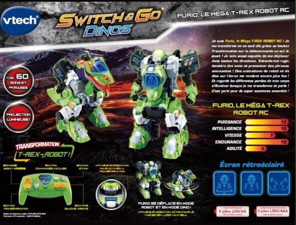 Dos emballage dinosaure transformable télécommandé Furio par VTech