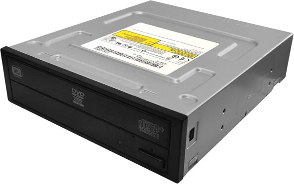 Vue de biais côté droit de face sur le boîtier standard 5,25" du graveur et lecteur CD/DVD 24x Super WriteMaster compatible Windows/Mac/Linux