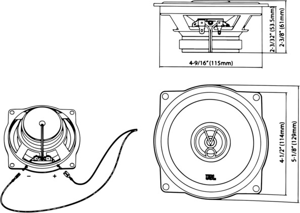 Shéma avec dimensions haut-parleur JBL Stage1 51F
