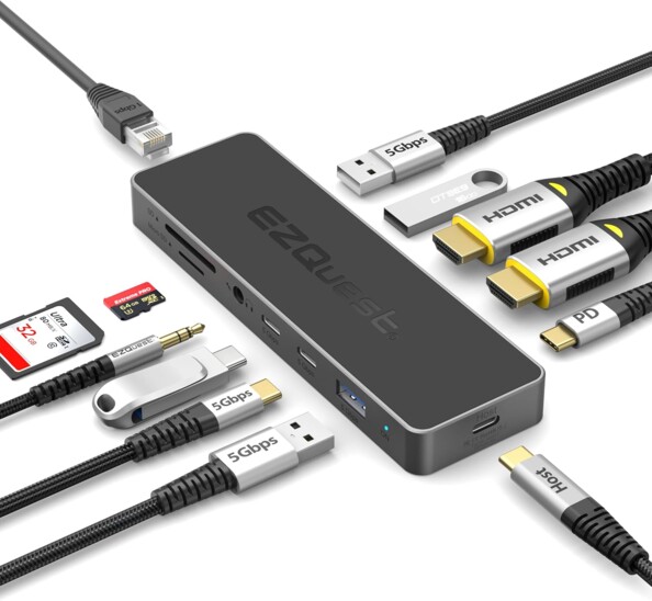 Hub USB-C 12 ports série Pro 2x HDMI/RJ45/SD/MicroSD/USB