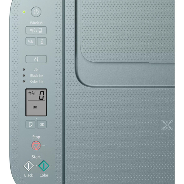 Gros plan sur le panneau de commande du périphérique avec écran LCD et boutons