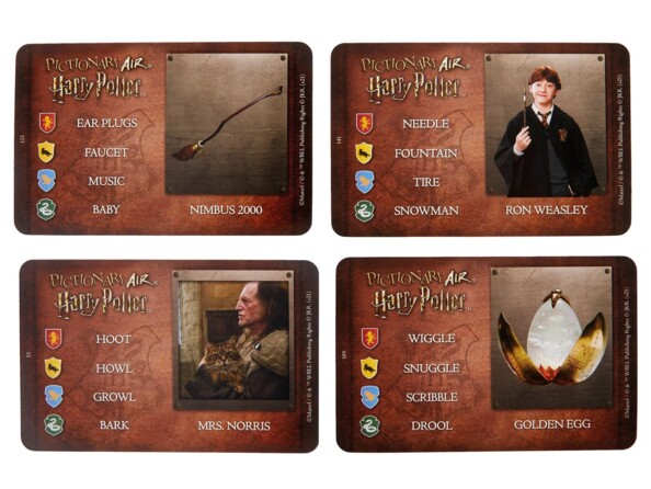 cartes Pictionnary Harry Potter contenant des mots et expressions issus du Monde des Sorciers