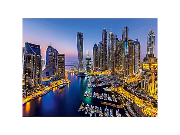 Photo illustrant le rendu final du puzzle 1000 pièces sur la marina de Dubai