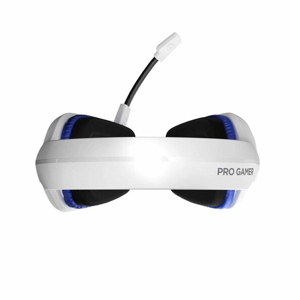 Vue du dessus de l'arceau de tête réglable du micro-casque marqué Pro Gamer coloris blanc