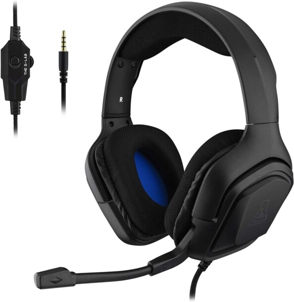 Micro-casque gaming filaire supra-auriculaire Korp Cobalt coloris noir de la marque The G-Lab