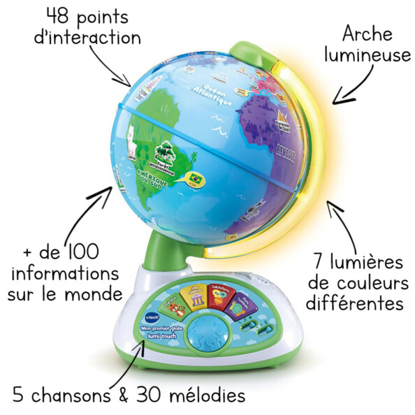 Globe pour apprendre de manière ludique tactile et sonore Vtech