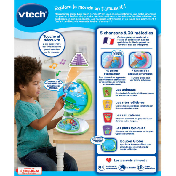 Arrière packaging globe lumi touch par Vtech