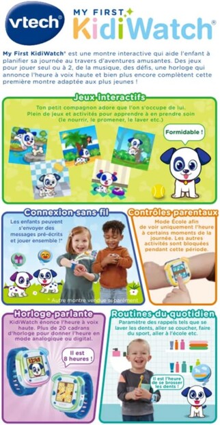 Informations au dos de la boîte de la montre bracelet Kidiwatch