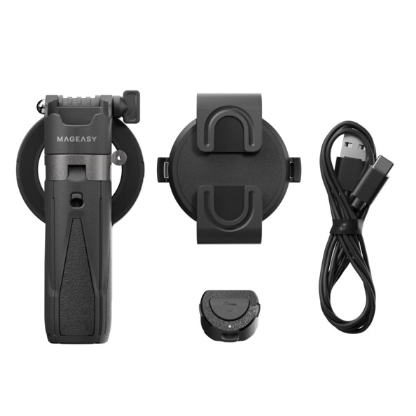 Selfie Stick FreeLens MAGEASY avec anneau adaptateur à pince, déclencheur bluetooth et câble USB-A vers USB-C