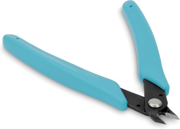 Micro pince coupante de précision avec lame 10 mm en acier carbone et poignées en plastique coloris bleu clair