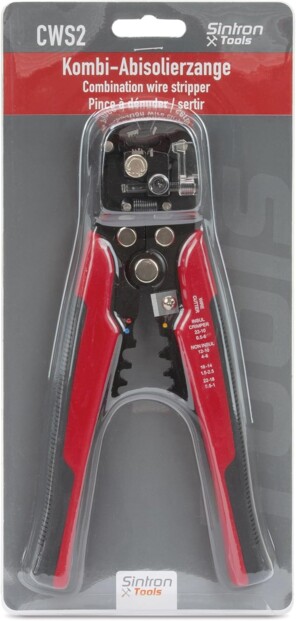 Pince à dénuder multifonction CWS2 Sintron Tools dans son emballage cartonné et plastifié