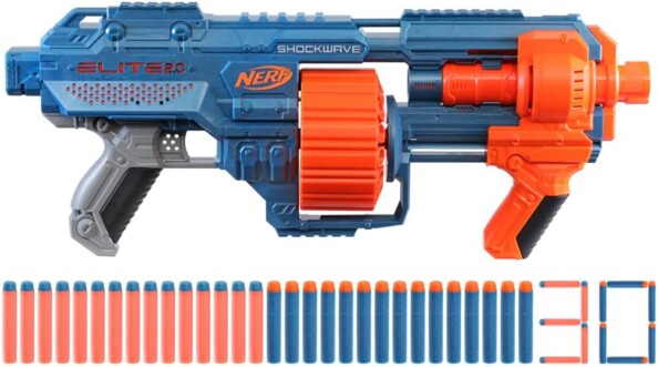 Pistolet à pompe Nerf Elite 2.0 Shockwave RD-15 avec 30 fléchettes