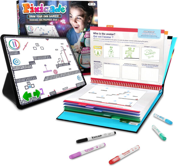 Transformez vos dessins en jeux vidéo jouables, Pixicade est l’outil innovant qui permet de donner vie à vos dessins et de les transformer en jeux vidéo jouables