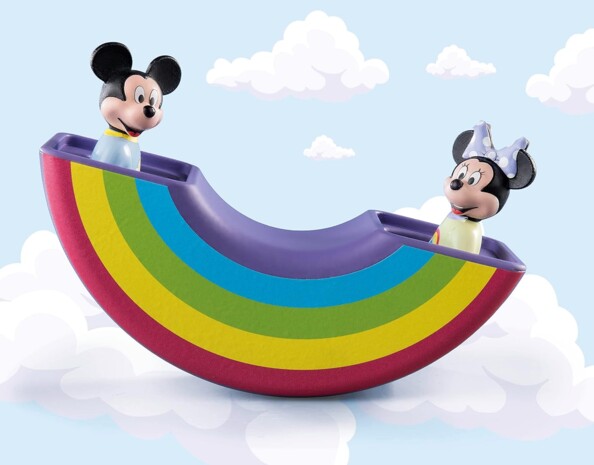 arc en ciel qui se transforme en balançoire pour Minnie et Mickey
