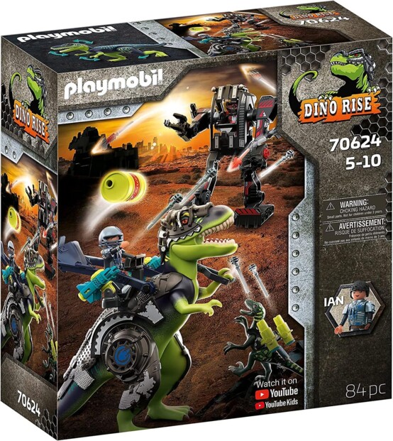 Playmobil Dino Rise,Tyrannosaure et le robot géant