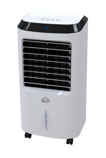 Rafraîchisseur d'air DCG Veri40 blanc avec écran digital bleu 25 degrés et roulettes