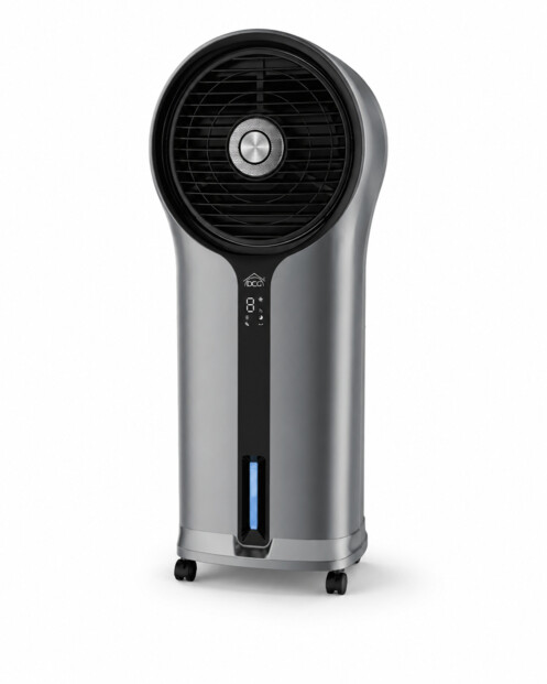 Rafraîchisseur d air DCG Veri75 110W 5,5L avec écran digital, réservoir d eau et roulettes vue de face