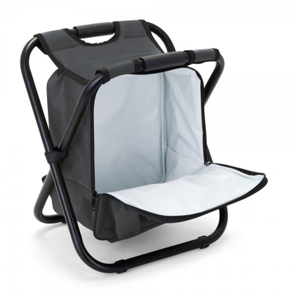 Compartiment isotherme 15 L du sac à dos et chaise pliante ouvert