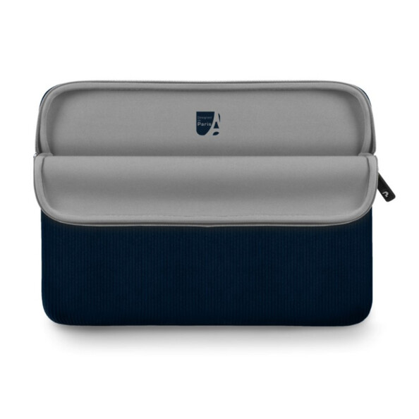 Housse de protection type sleeve pour tablette et PC portable jusqu'à 16 pouces ouverte avec intérieur rembourré gris et fermeture à glissière