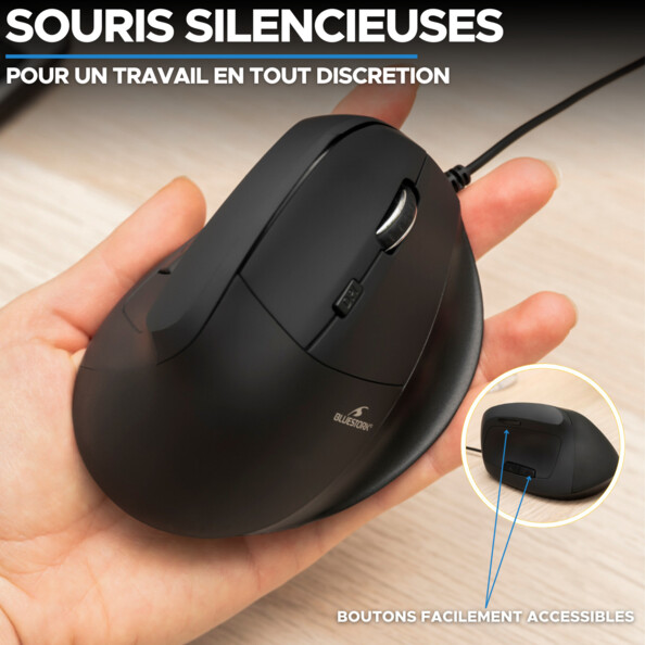 Souris optique ergonomique filaire M-W-ERGO 7600 dpi
