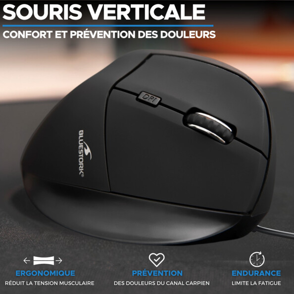 Souris optique ergonomique filaire M-W-ERGO 7600 dpi