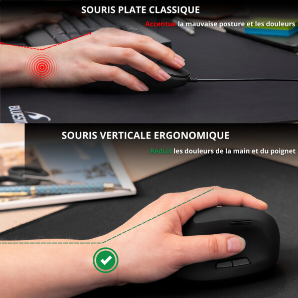 Souris optique ergonomique filaire M-W-ERGO 7600 dpi