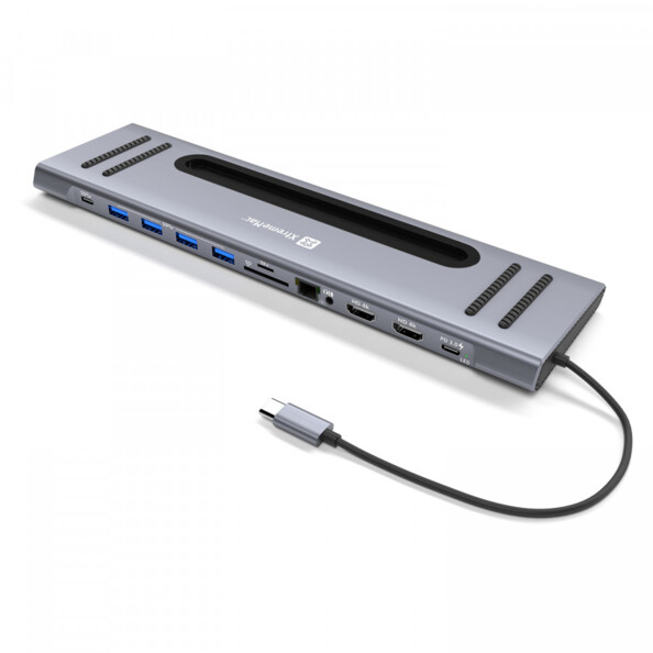 Hub USB-C multiports XtremeMac gris aluminium avec USB-A, HDMI 4K, Ethernet et cartes SD