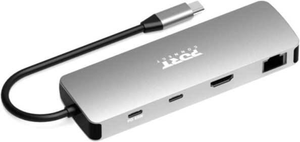 Face arrière de biais côté droit vue du dessus avec 2 ports USB-C, port HDMI et port RJ45