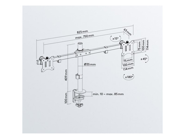 Support deux écrans 17 à 32 " pour bureau