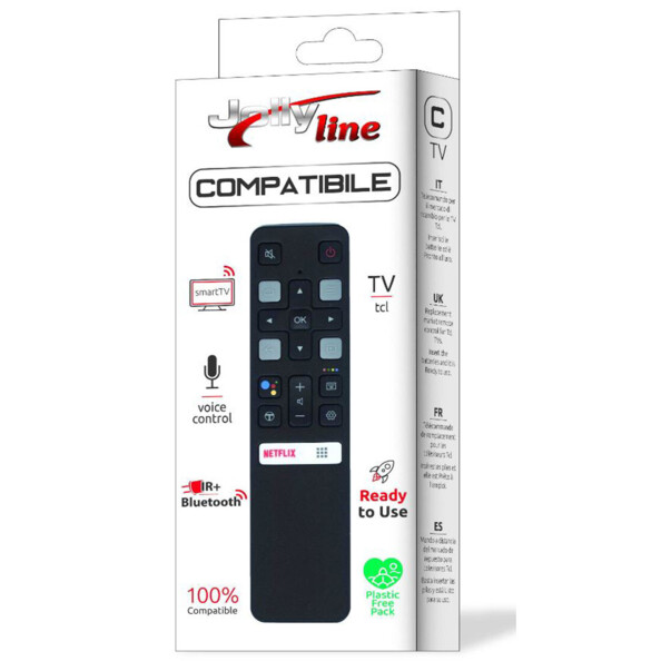 Télécommande infrarouge et bluetooth Jolly Line GBS compatible TCL coloris noir dans son emballage cartonné