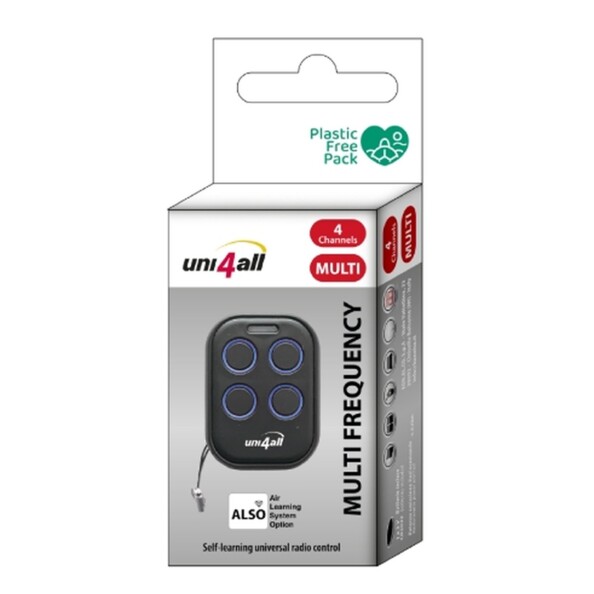 Télécommande 4 canaux multifréquences rollingcode unitronic dans son emballage cartonné