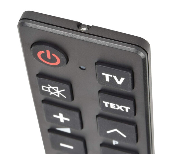 Gros plan sur l'avant et l'émetteur infrarouge de la télécommande simplifiée