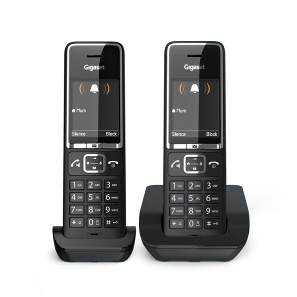 2 téléphones fixes ECO DECT coloris noir sur leur station