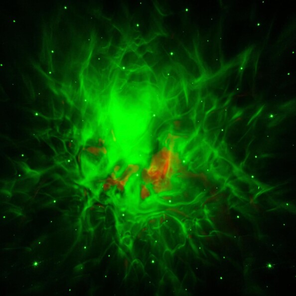 Exemple de projection laser coloris vert avec ciel étoilé