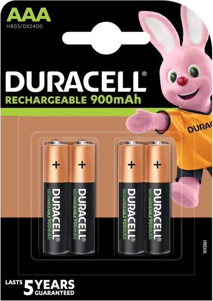 4 accumulateurs AAA NiMH Duracell Staycharged 900 mAh