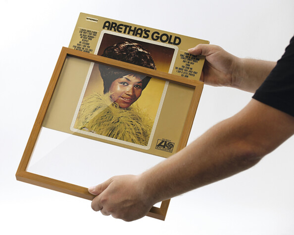 Cadre pour vinyles en bambou - Brun