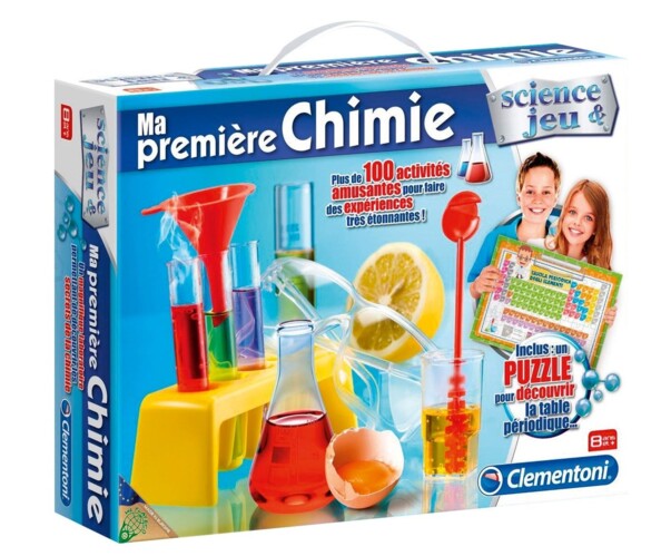 Coffret scientifique Ma première chimie Clementoni avec poignée