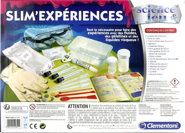 Emballage du kit slime avec tubes à essai et colorants