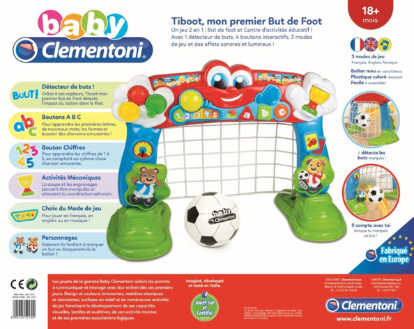 Boîte du but de foot interactif Tiboot 2 en 1 pour enfants dès 18 mois