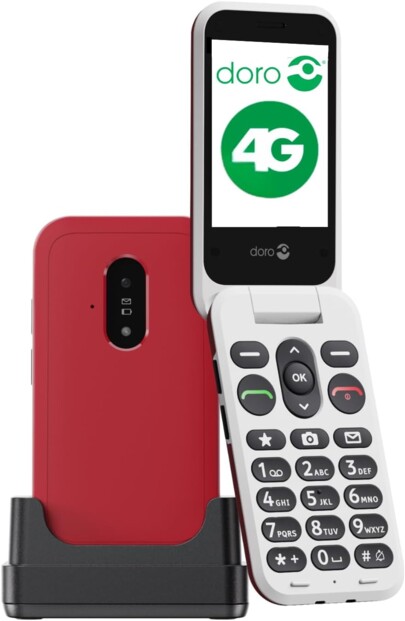 Téléphone portable sénior à clapet Leva E22 4G LTE - Rouge/Blanc