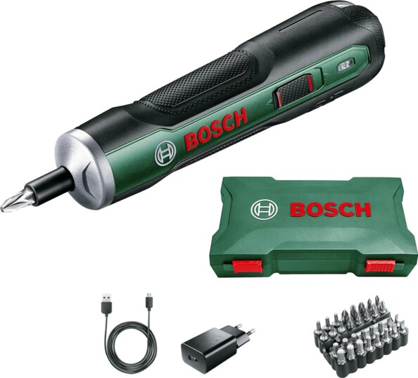 Visseuse Bosch PushDrive 3,6 V Push and Go avec 32 embouts et chargeur USB