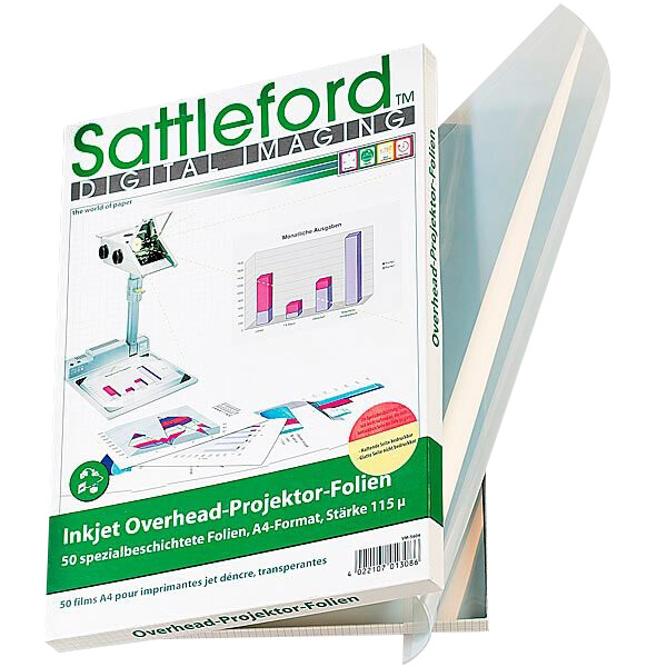 Paquet de 50 feuilles transparentes OHP pour imprimante jet d'encre de la marque Sattleford