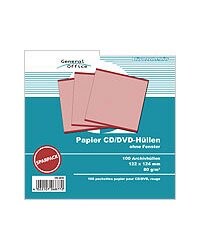100 Pochettes En Papier Rouge Pour CD / DVD