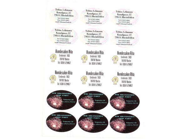 450 étiquettes ovales 63,5 x 42,3 mm